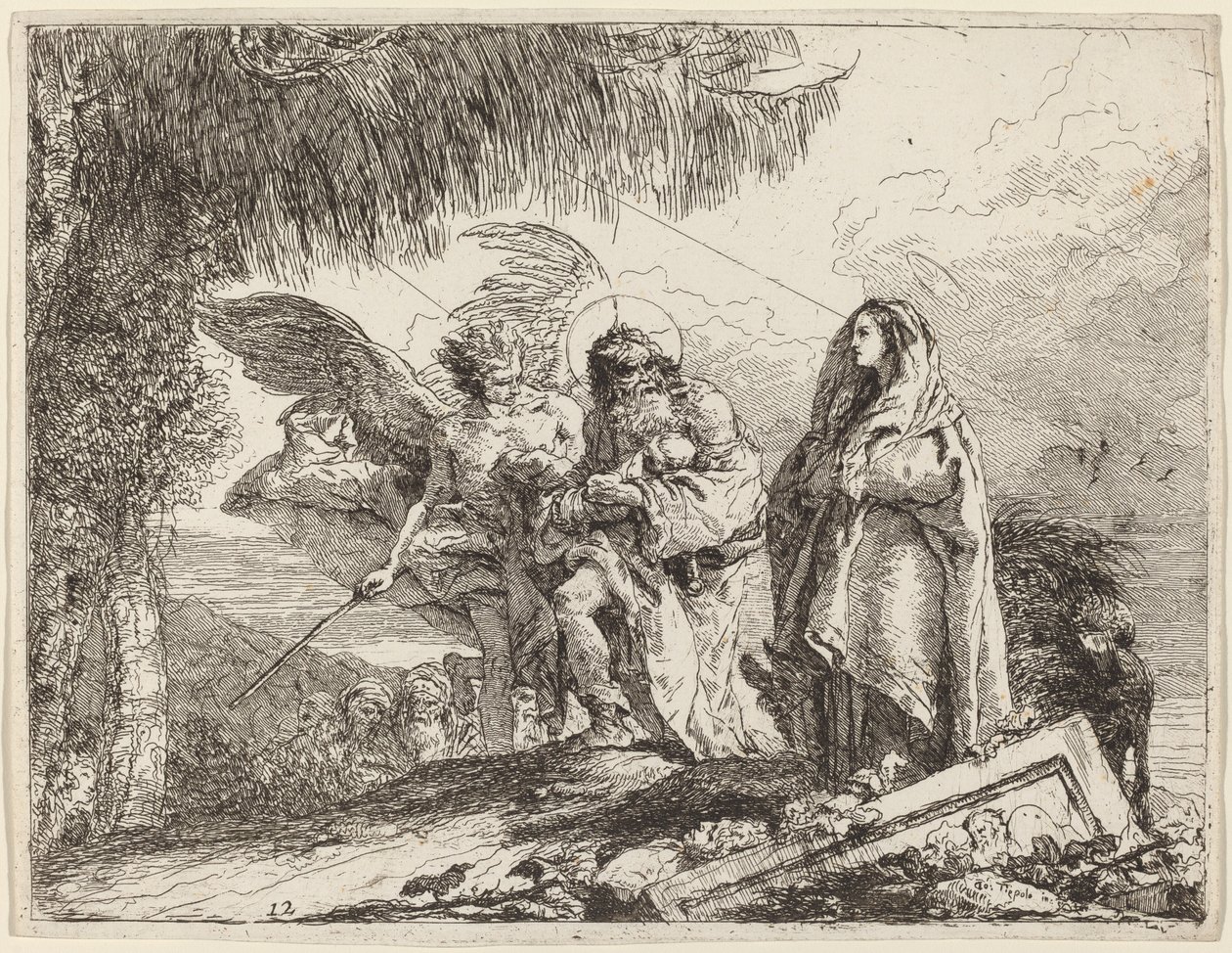 La fuga, Sacra Famiglia che cammina con un angelo da Giovanni Domenico Tiepolo
