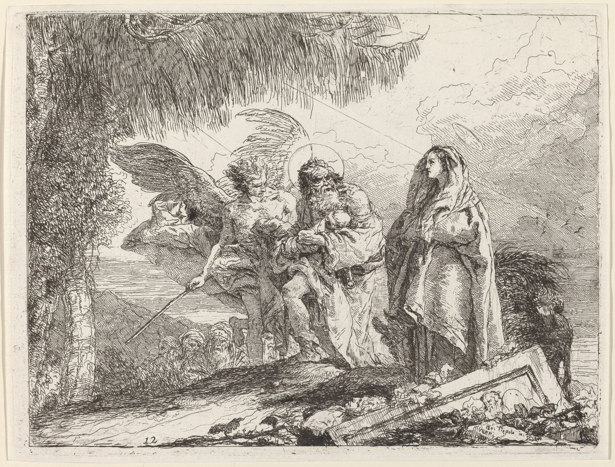 La fuga, Sacra Famiglia che cammina con un angelo da Giovanni Domenico Tiepolo