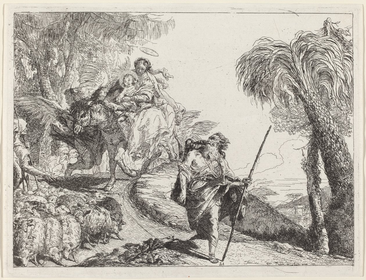 La Fuga con Giuseppe in Primo Piano da Giovanni Domenico Tiepolo