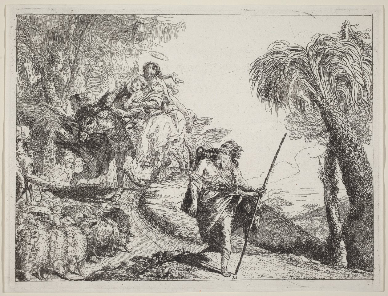 La fuga con Giuseppe in primo piano da Giovanni Domenico Tiepolo
