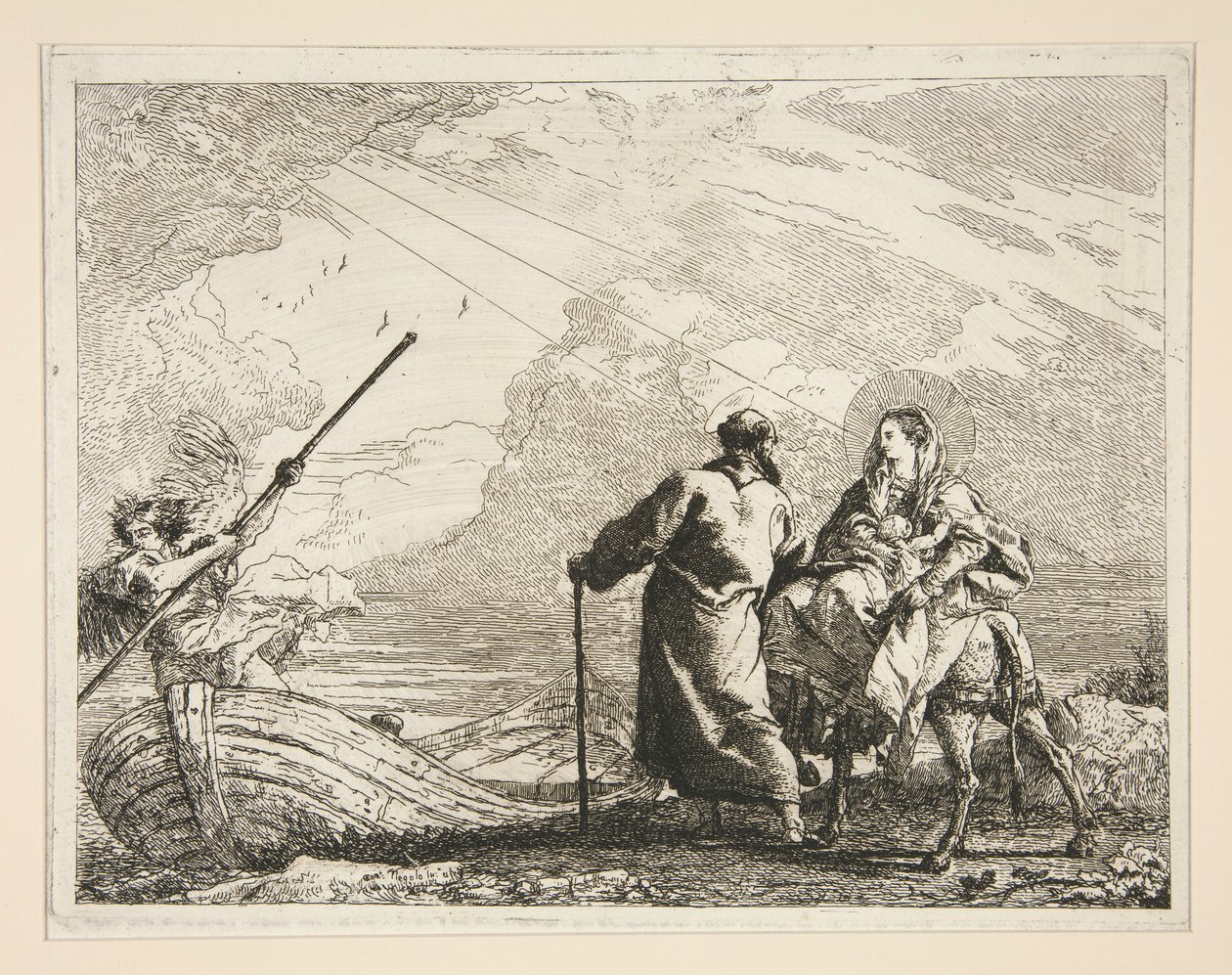 La Sacra Famiglia arriva al bordo di un fiume, dalla serie Idee pittoresche sopra la fuga in Egitto da Giovanni Domenico Tiepolo