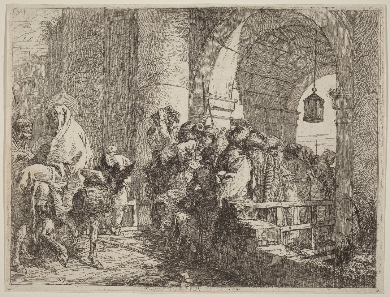 La Sacra Famiglia giunge a una porta della città da Giovanni Domenico Tiepolo