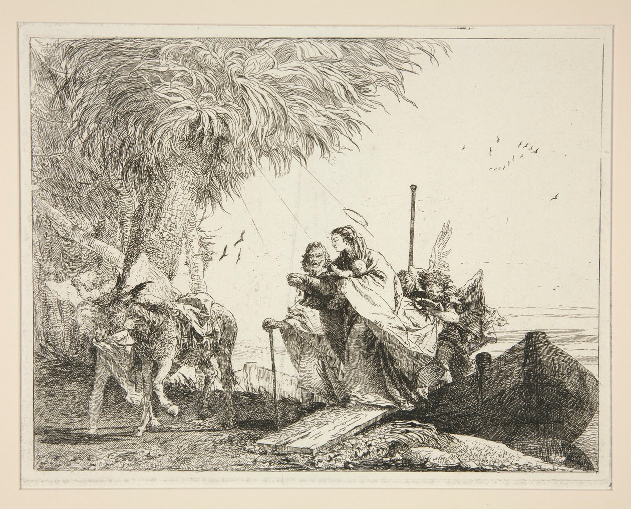 La Sacra Famiglia Sbarcando, dalla serie Idee pittoresche sopra la fuga in Egitto da Giovanni Domenico Tiepolo