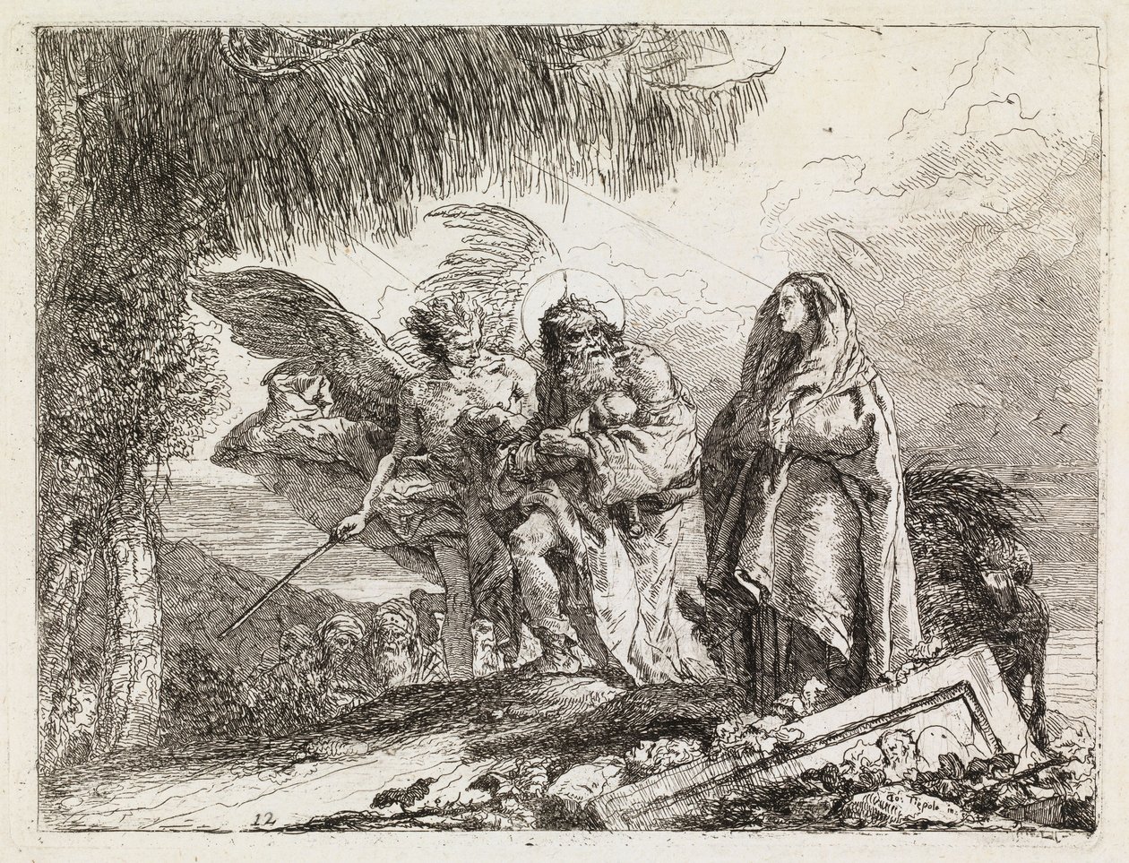 La Sacra Famiglia scortata da un angelo (La fuga in Egitto XII) da Giovanni Domenico Tiepolo