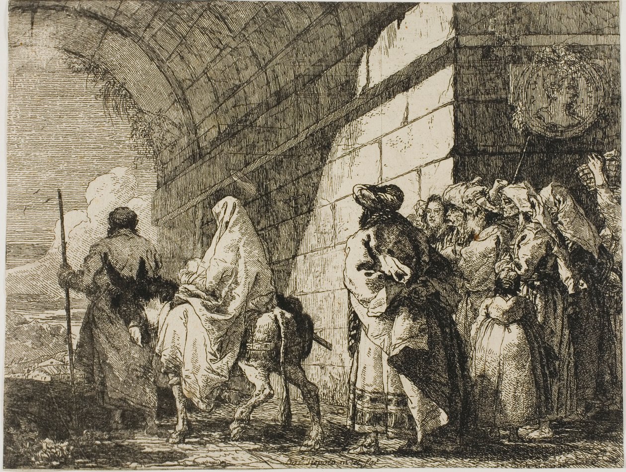 La Sacra Famiglia che lascia una città, tavola sette da La fuga in Egitto da Giovanni Domenico Tiepolo