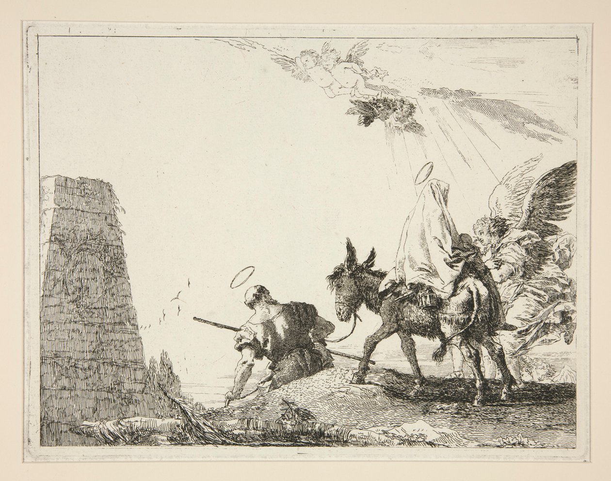 La Sacra Famiglia passa una piramide da Giovanni Domenico Tiepolo