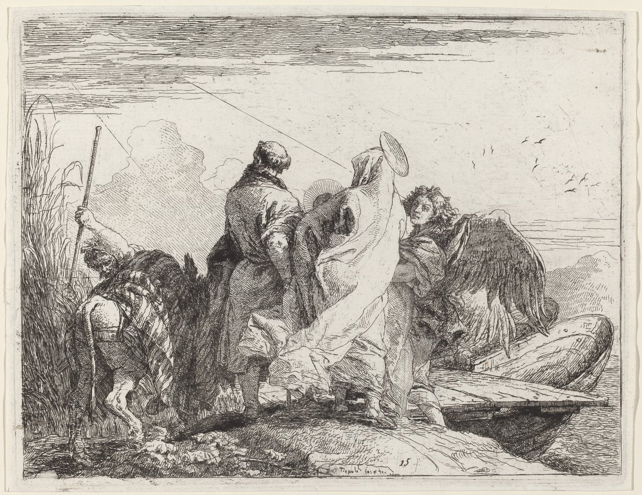 La Sacra Famiglia che si prepara a imbarcarsi da Giovanni Domenico Tiepolo