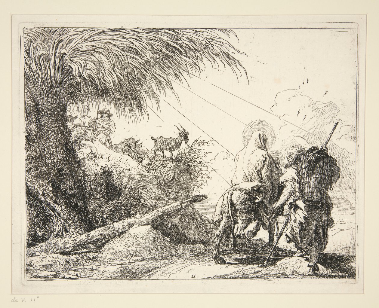 La Sacra Famiglia su un sentiero roccioso, dalla serie Idee pittoresche sulla fuga in Egitto da Giovanni Domenico Tiepolo