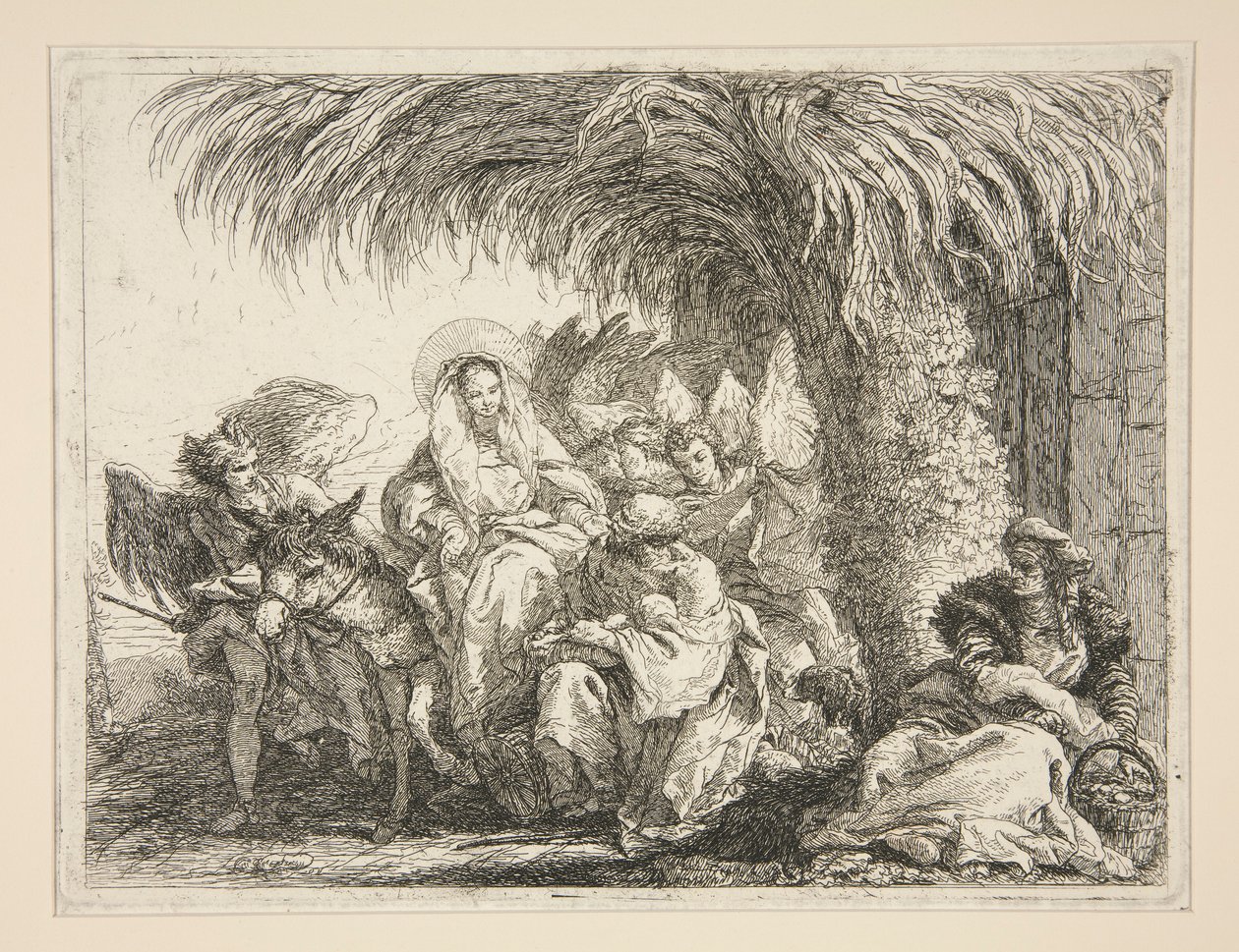 La Sacra Famiglia sotto una palma, dalla serie Idee pittoresche sopra la fuga in Egitto da Giovanni Domenico Tiepolo