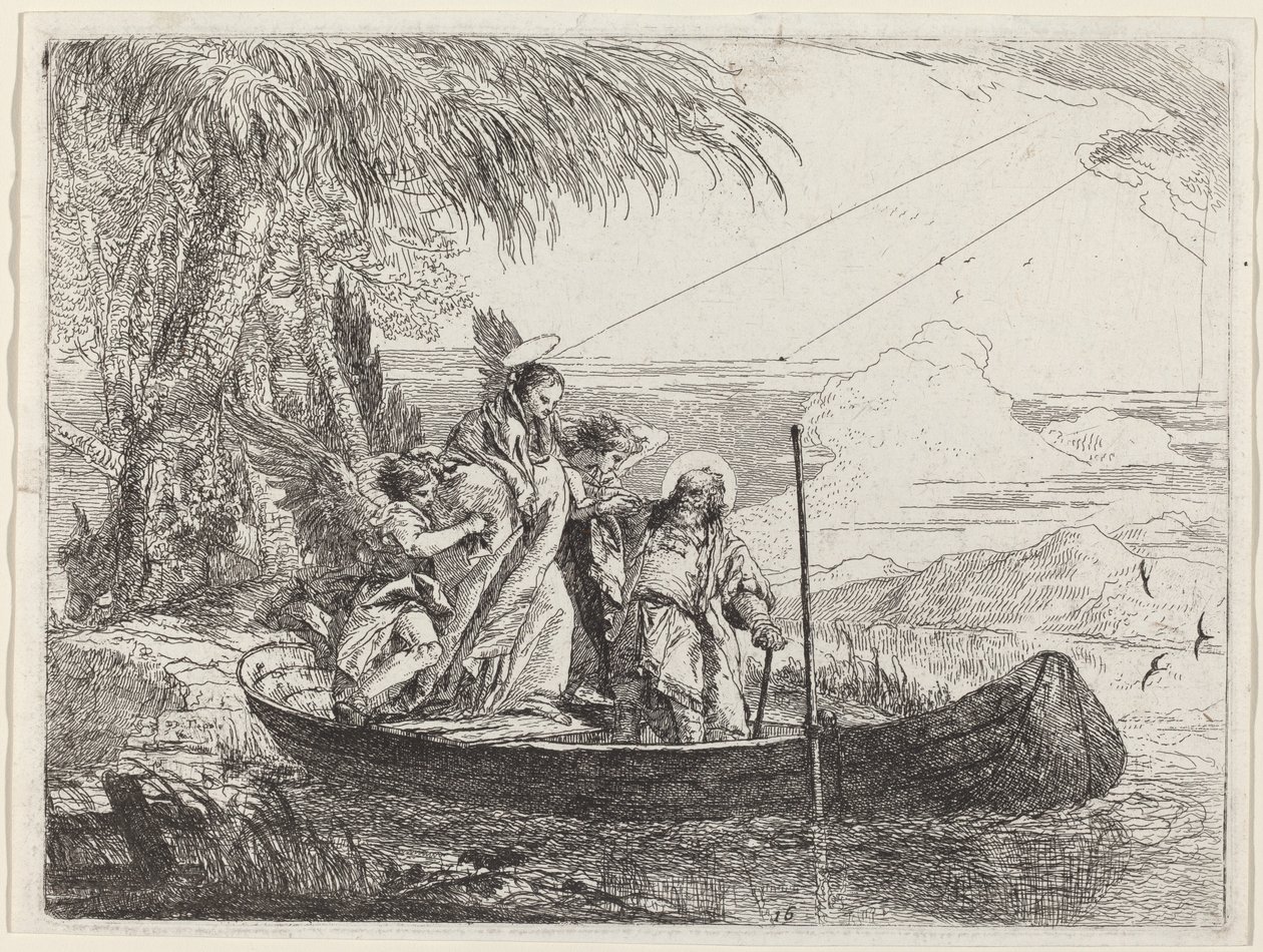 La Madonna, il Bambino e gli Angeli che Entrano nella Barca da Giovanni Domenico Tiepolo