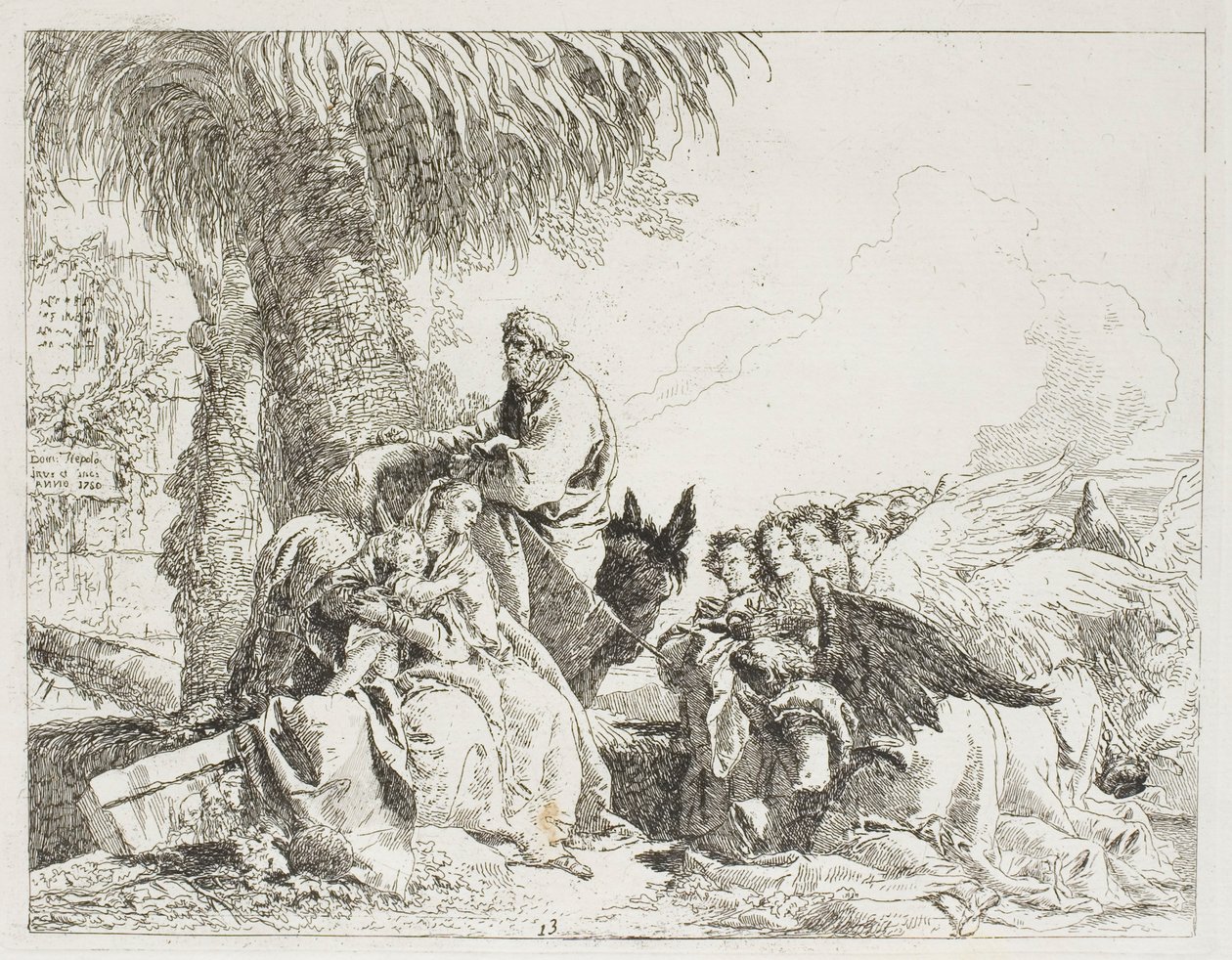 Il Riposo durante la Fuga, tavola tredici da La Fuga in Egitto da Giovanni Domenico Tiepolo