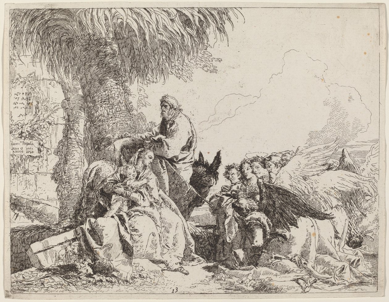 Il riposo durante la fuga, con angeli adoranti da Giovanni Domenico Tiepolo