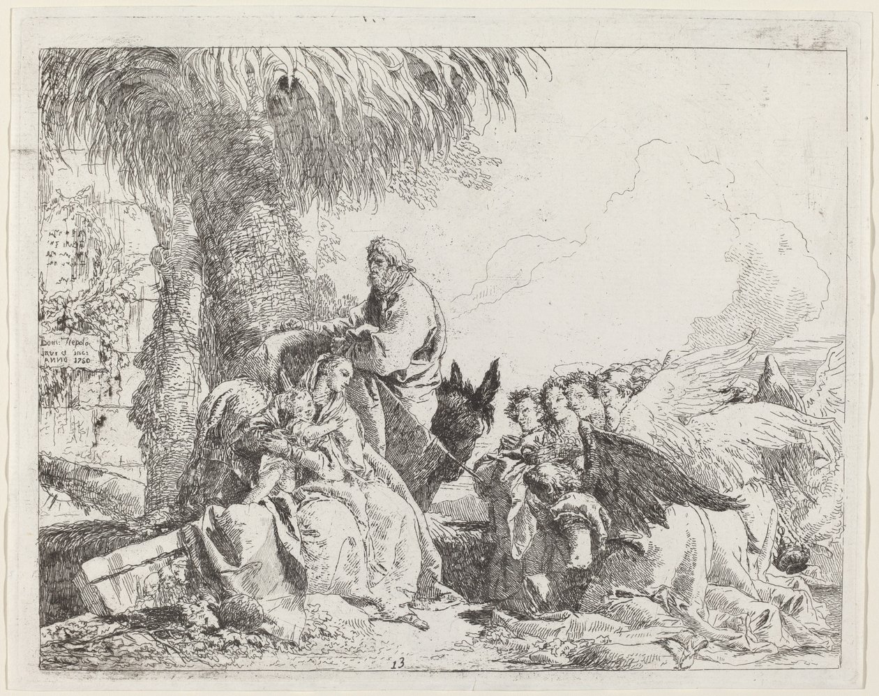 Il riposo durante la fuga, con angeli adoranti da Giovanni Domenico Tiepolo