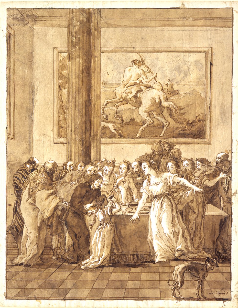 La giovane Vergine accetta lo scarlatto e il puro porpora da Giovanni Domenico Tiepolo