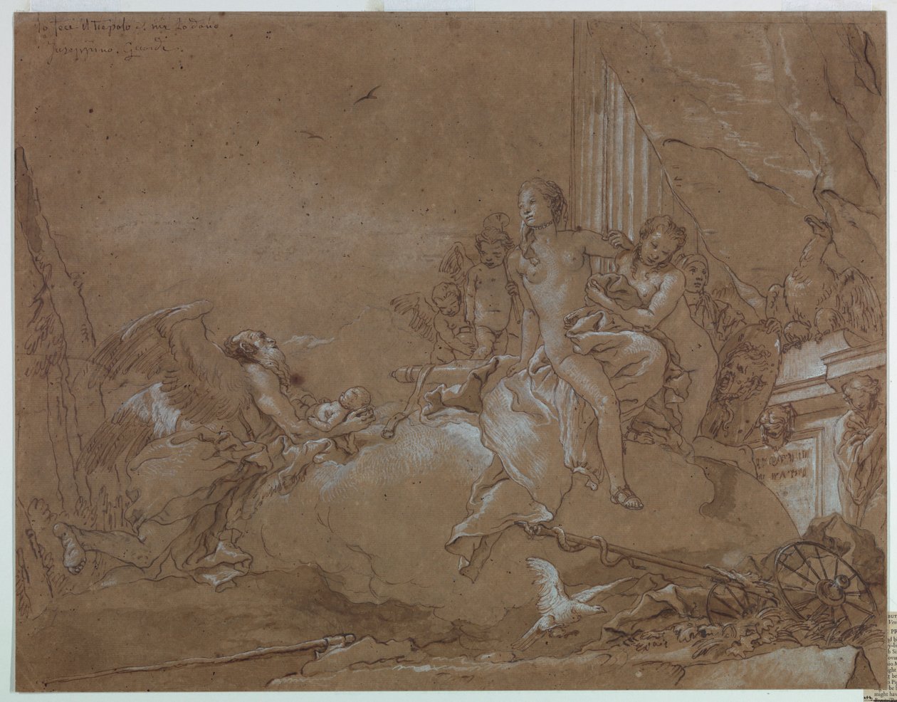 Il Tempo (Crono) Affida Cupido a Venere da Giovanni Domenico Tiepolo