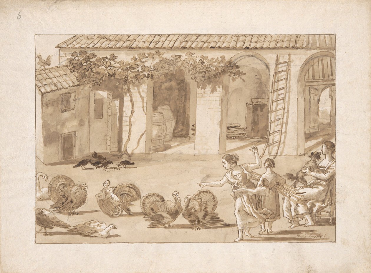 Tacchini in un cortile veneziano, il terzo disegno in Tiepolo da Giovanni Domenico Tiepolo