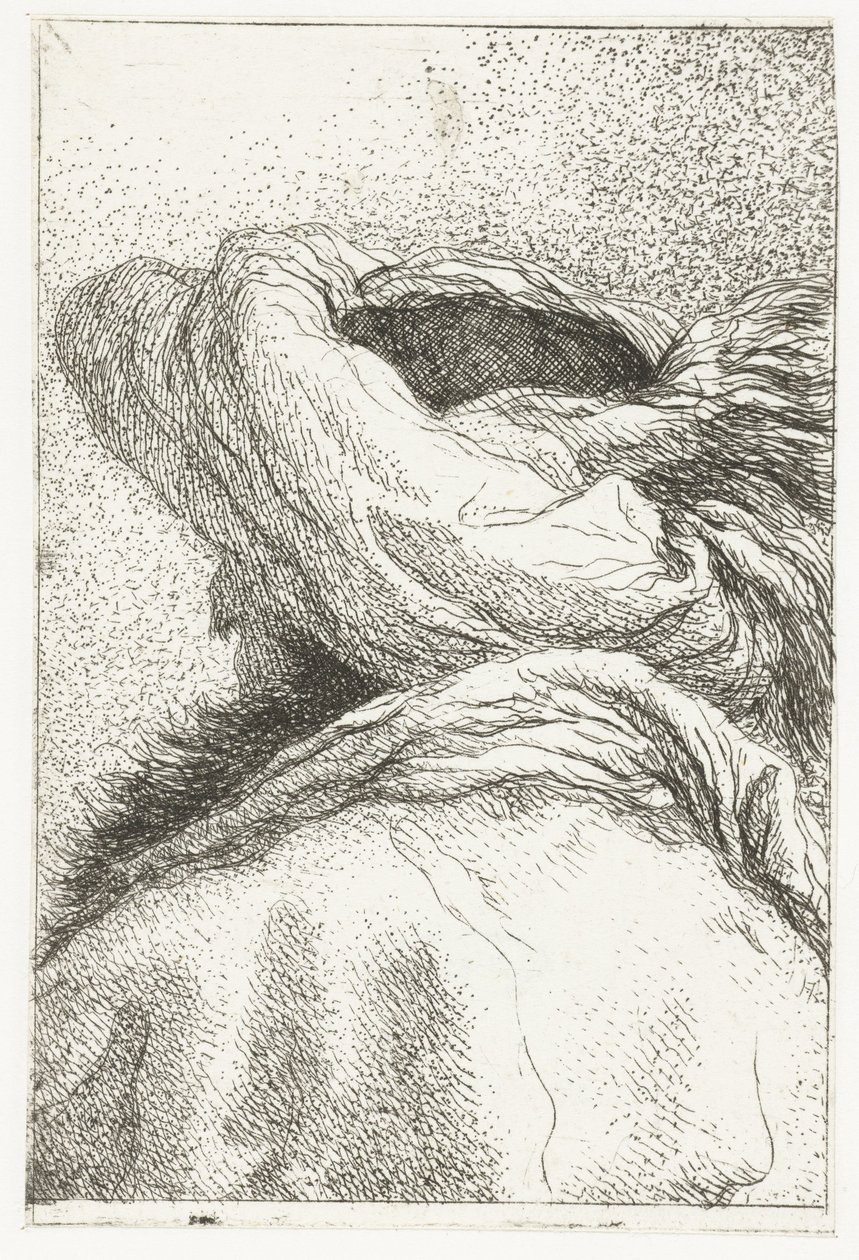Uomo turco con testa girata con turbante da Giovanni Domenico Tiepolo