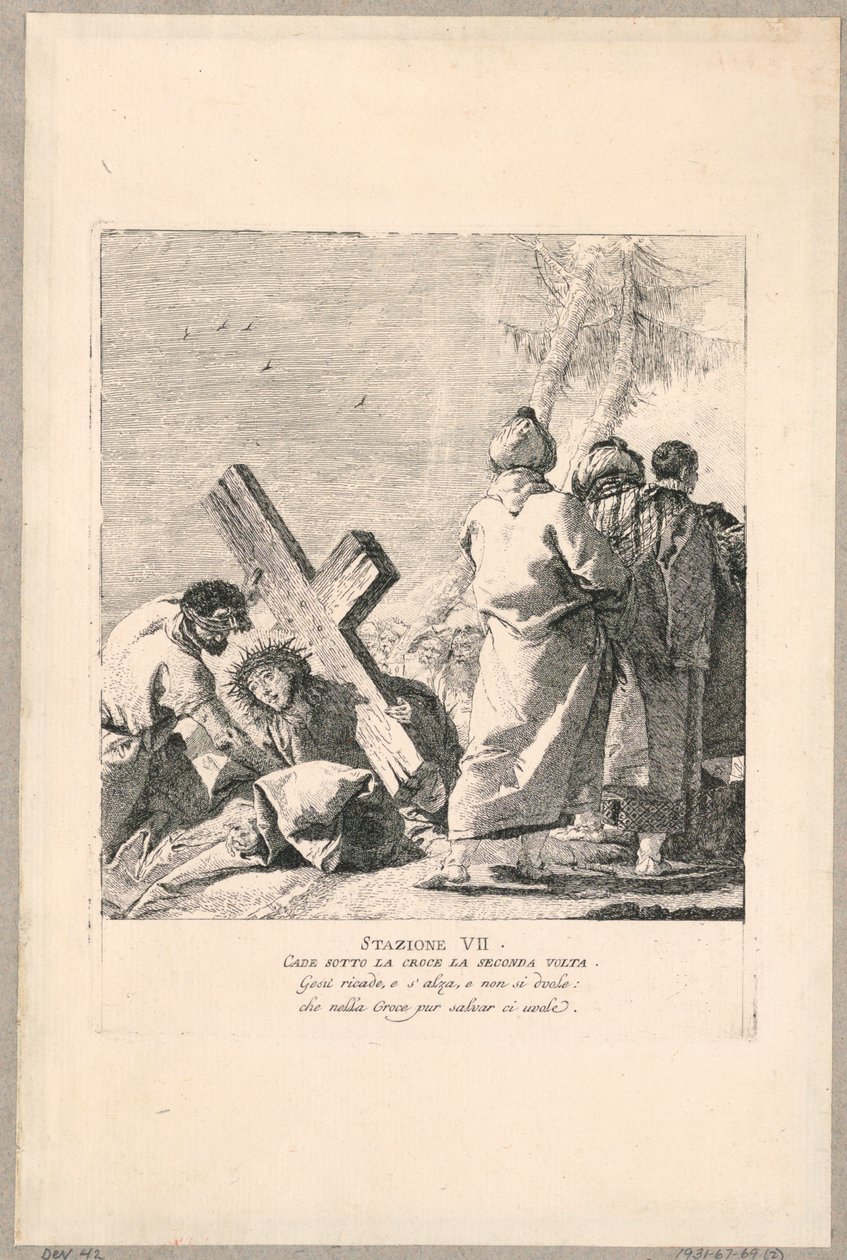 Via Crucis - Stazione VII, Cade Sotto la Croce per la Seconda Volta da Giovanni Domenico Tiepolo