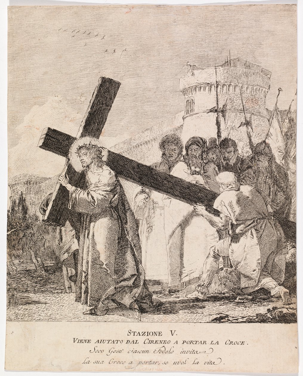 Via crucis - Stazione V. Simone di Cirene aiuta Gesù a portare la croce da Giovanni Domenico Tiepolo
