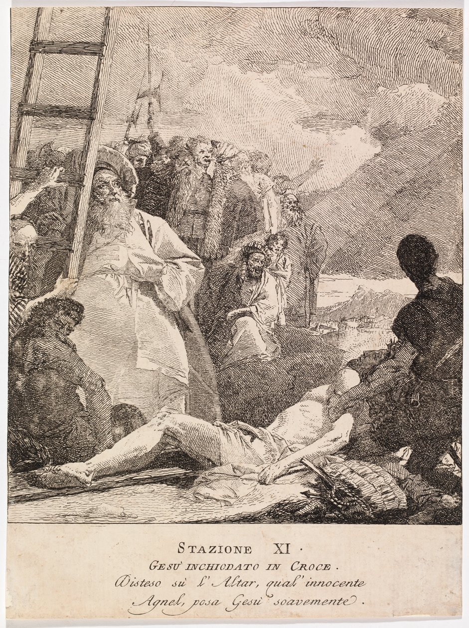 Via crucis - Stazione XI. Gesù è inchiodato alla croce da Giovanni Domenico Tiepolo