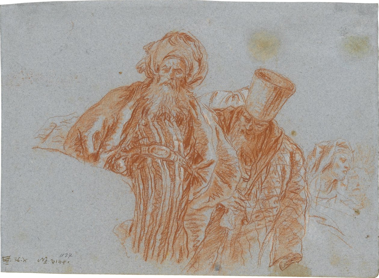 Due mercanti orientali; verso: Mano sinistra che tiene un crocifisso da Giovanni Domenico Tiepolo
