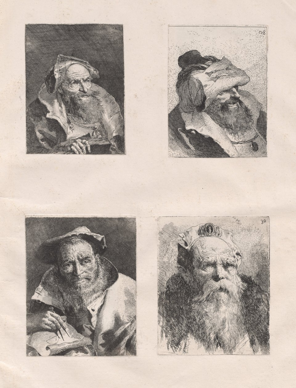 Raccolta di teste (Parti I e II) da Giovanni Domenico Tiepolo, after Giovanni Battista Tiepolo