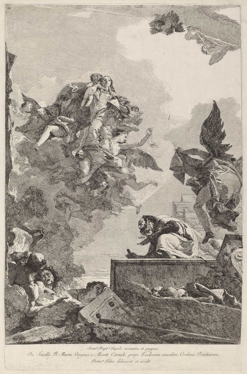 La Madonna del Carmelo appare a San Simone Stock da Giovanni Domenico Tiepolo after Giovanni Battista Tiepolo