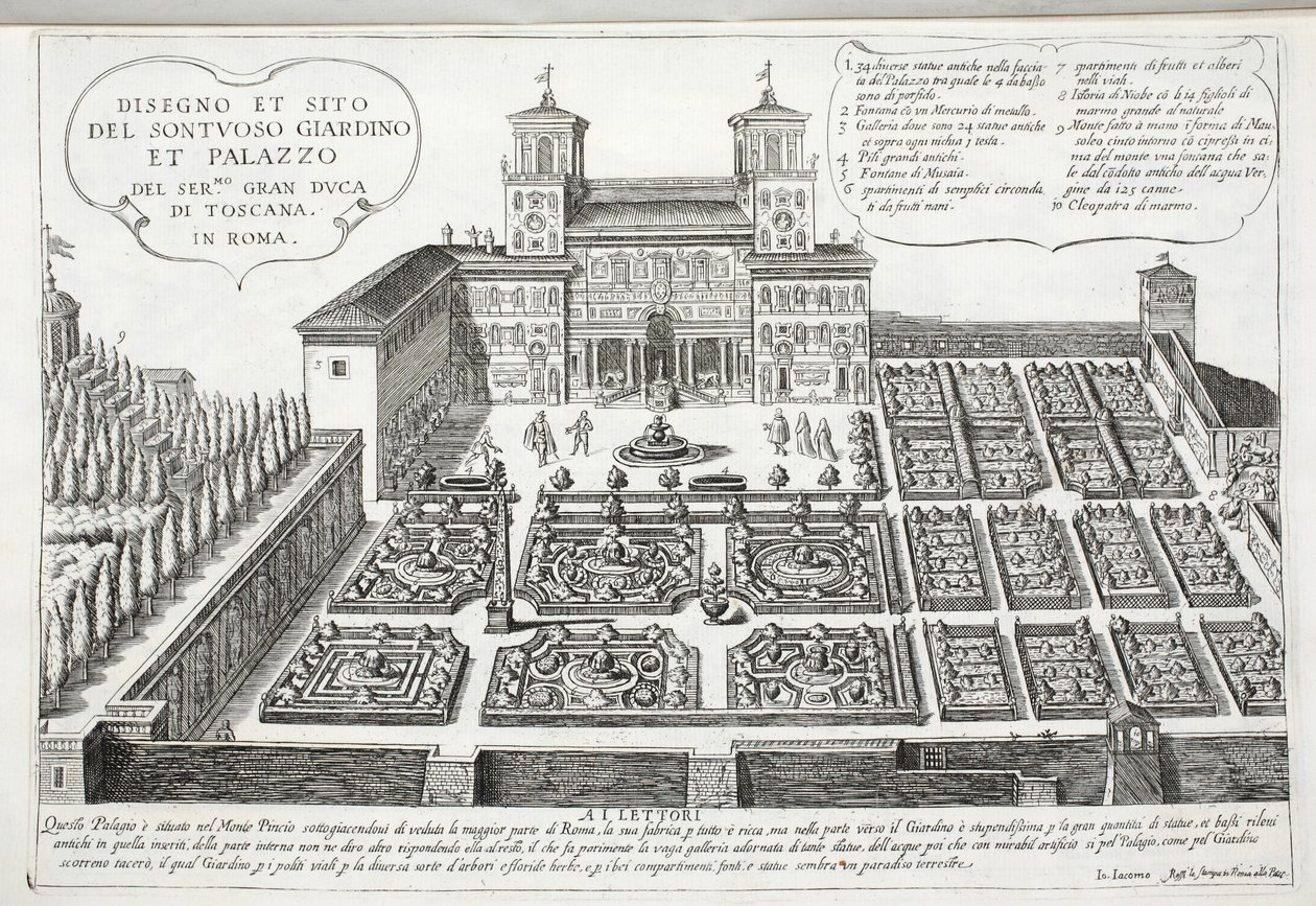 Veduta dei giardini e del palazzo del Granduca di Toscana, Roma da Giovanni Domenico de