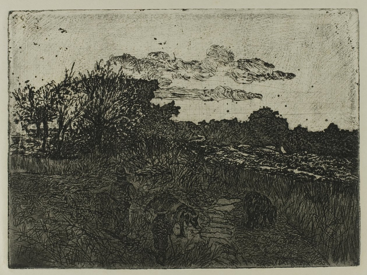 Campagna al tramonto con guardiani di porci da Giovanni Fattori