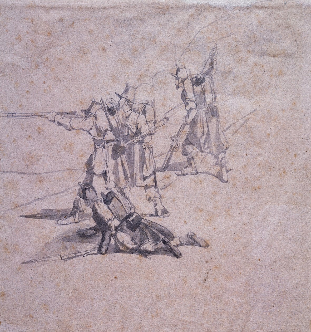 Quattro soldati in azione da Giovanni Fattori