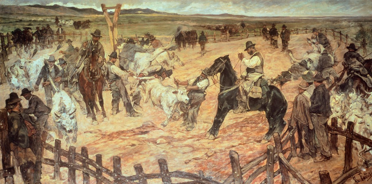 Marchiatura dei giovani tori in Maremma da Giovanni Fattori