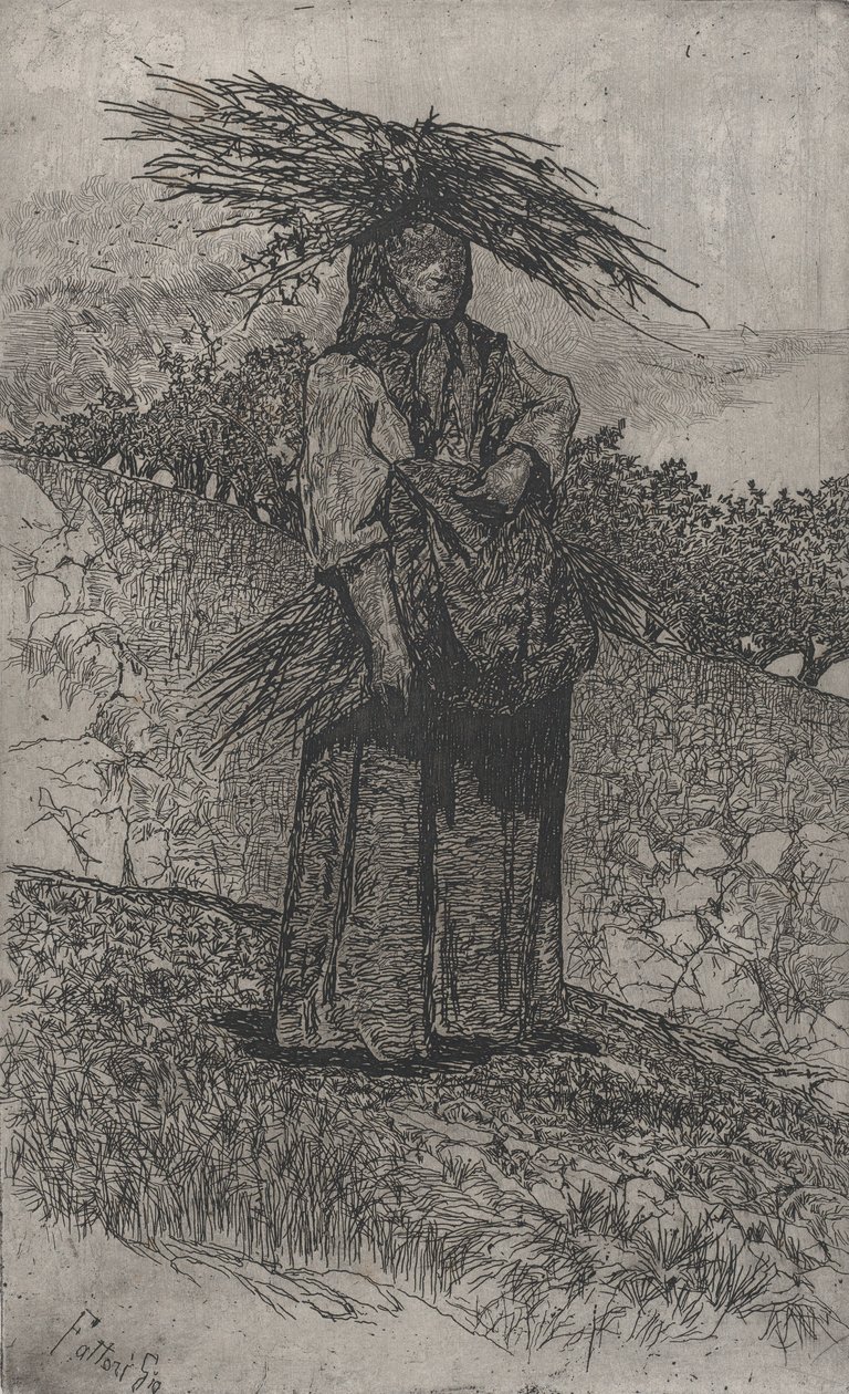 Contadina che raccoglie legna da Giovanni Fattori