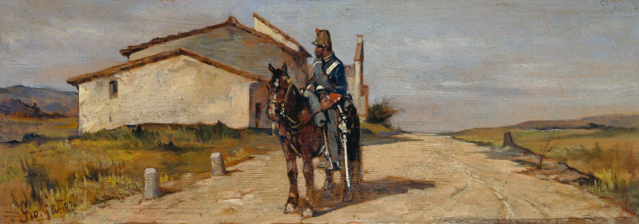 Soldato a cavallo o Carabiniere a cavallo in pattuglia da Giovanni Fattori