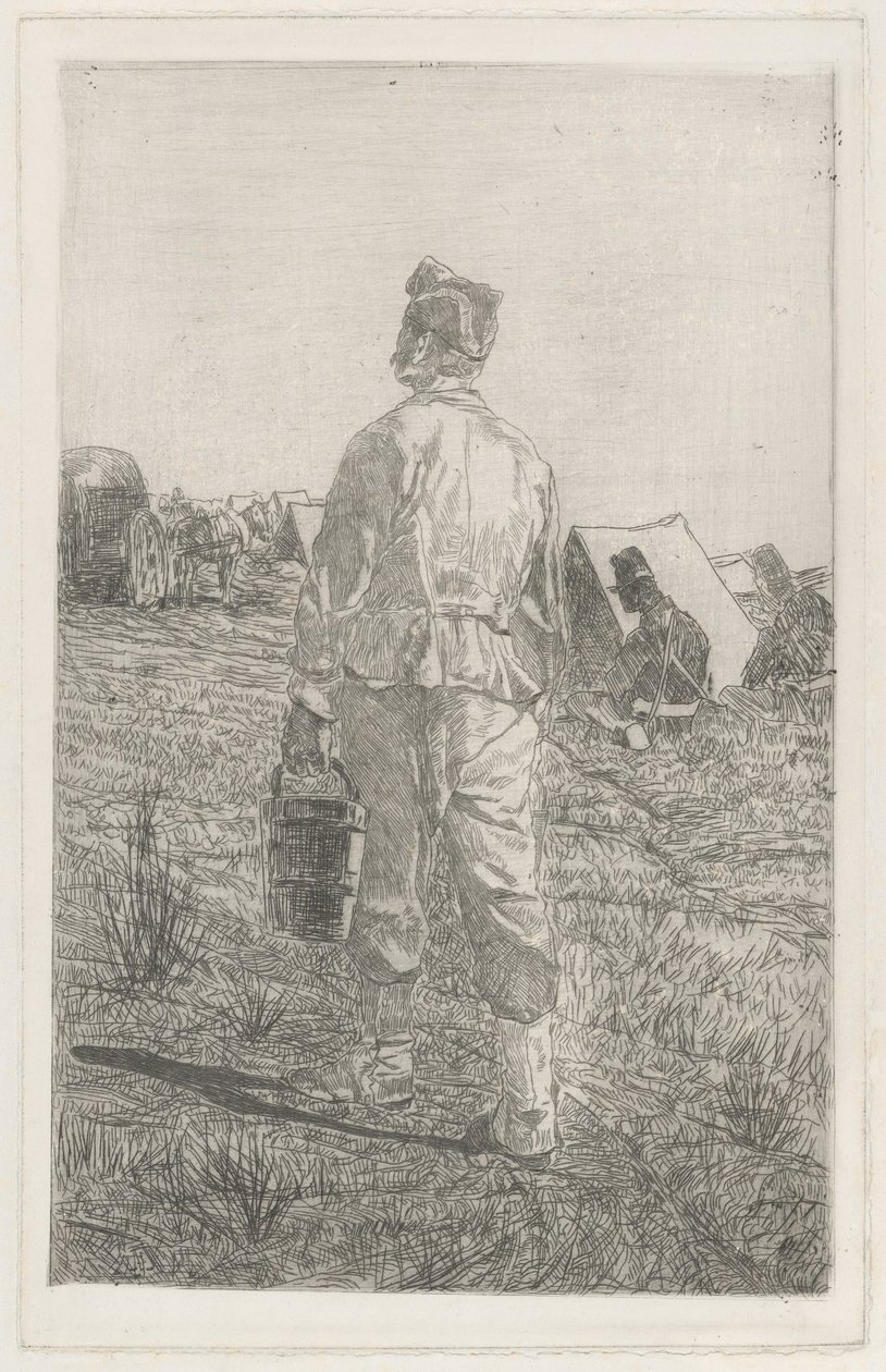 Soldier with a Pail, Seen from Behind (Soldato di spalle con secchio) da Giovanni Fattori