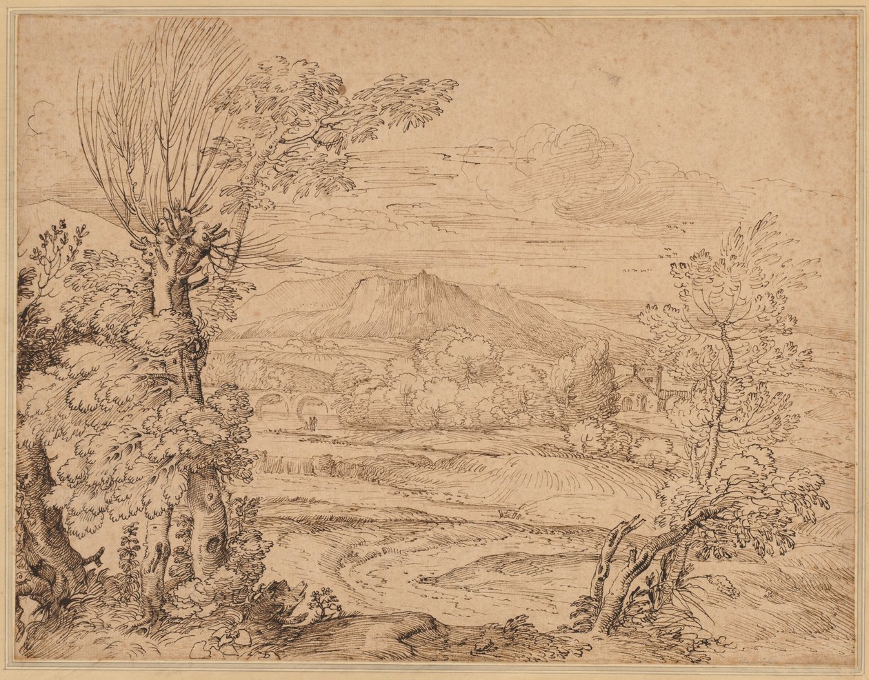 Paesaggio con fiume e acquedotto da Giovanni Francesco Grimaldi
