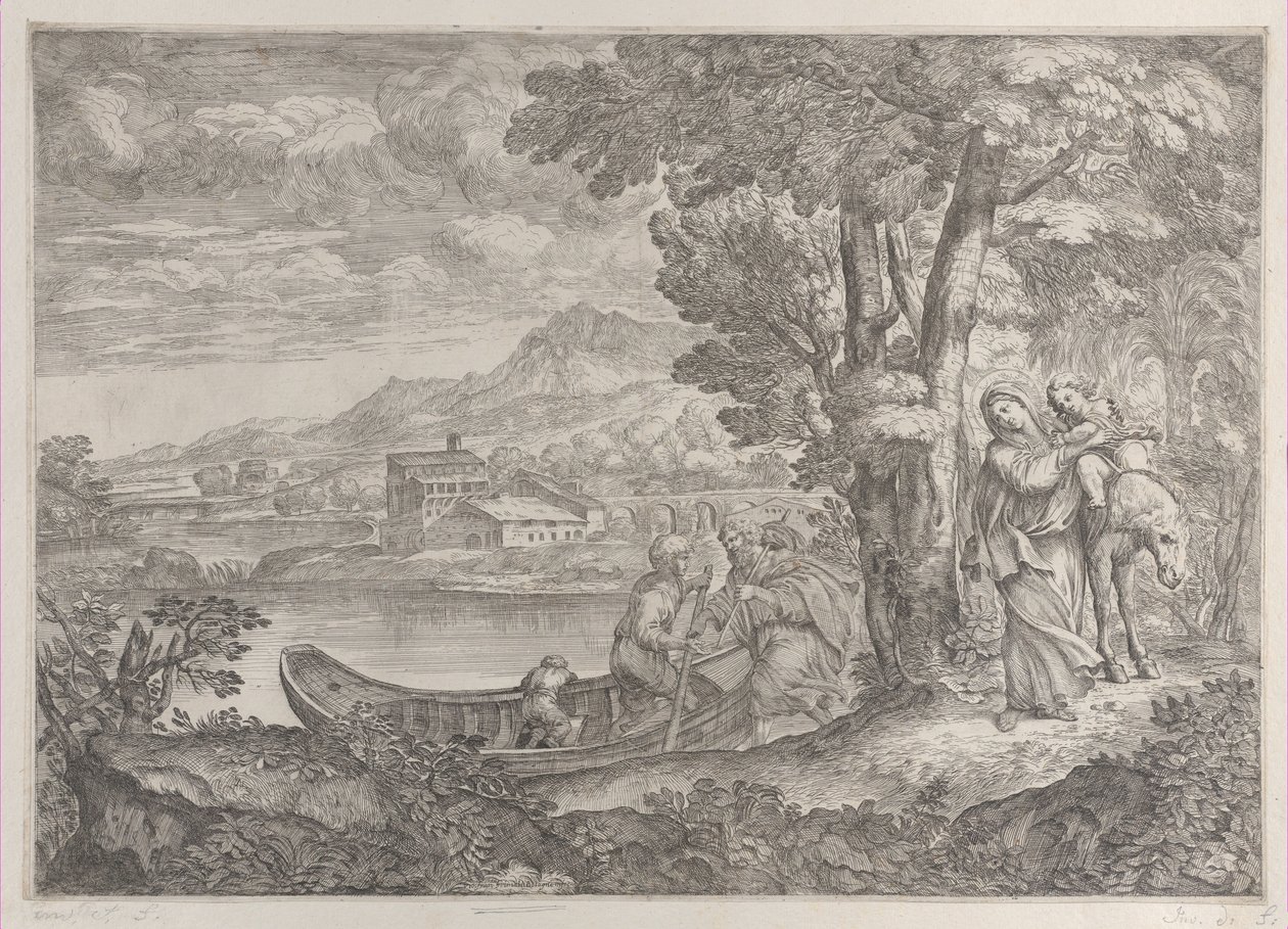 Paesaggio con la fuga in Egitto, 1626-80 da Giovanni Francesco Grimaldi