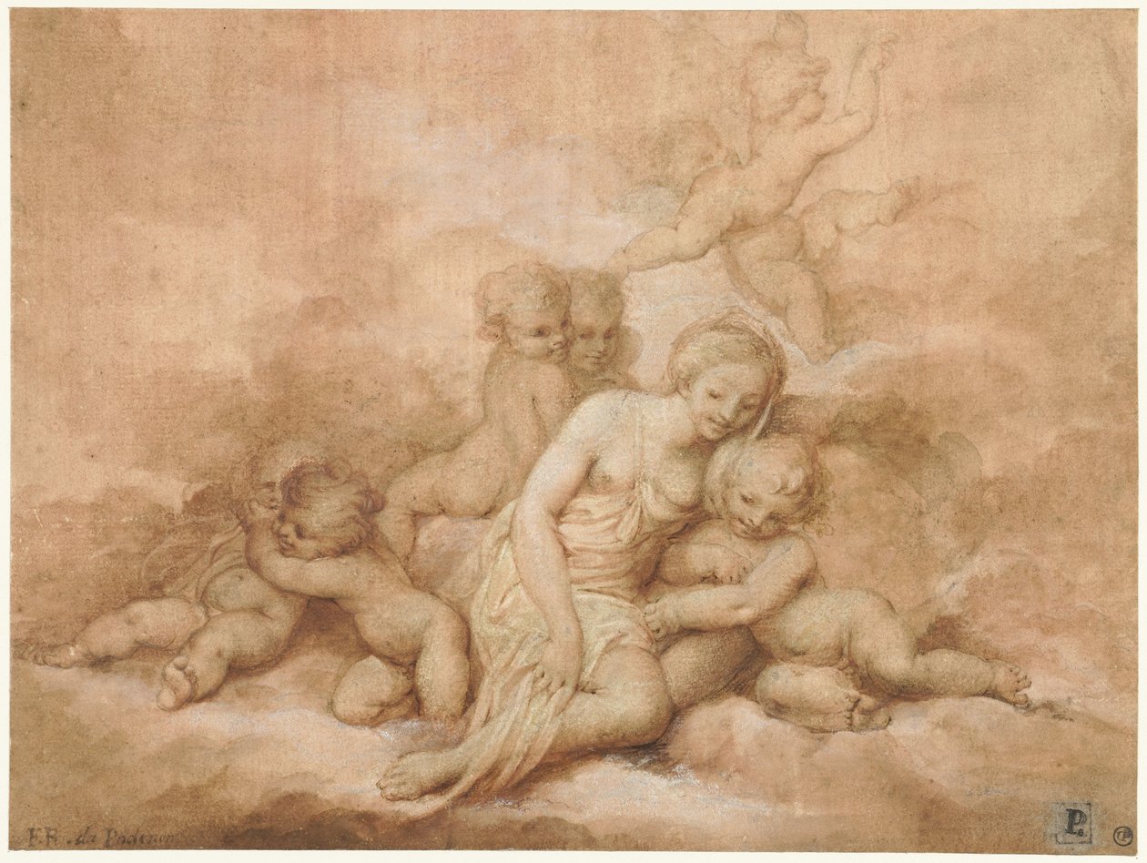Donna con bambini da Giovanni Francesco Romanelli
