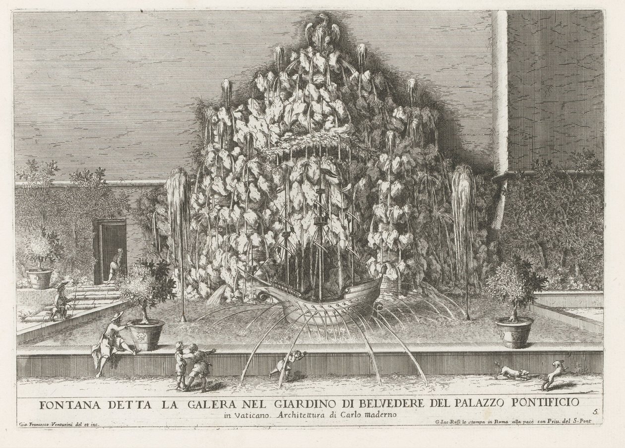 Fontana della Galera nei giardini Vaticani da Giovanni Francesco Venturini