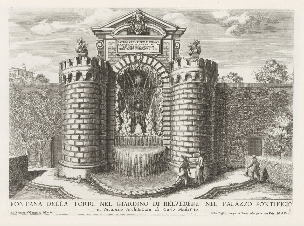 Fontana nei giardini vaticani da Giovanni Francesco Venturini