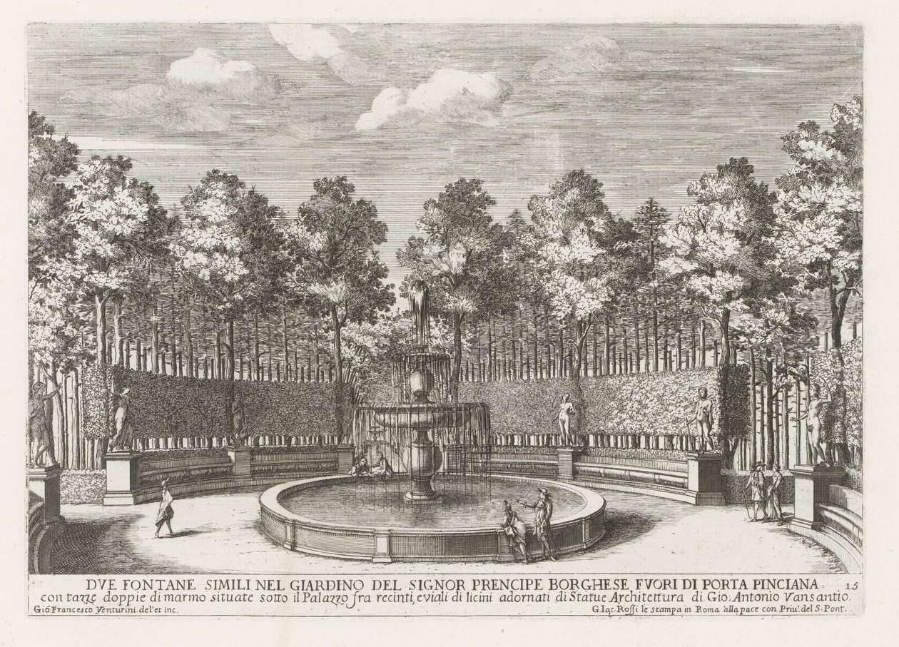 Fontana nella Villa Borghese a Roma da Giovanni Francesco Venturini
