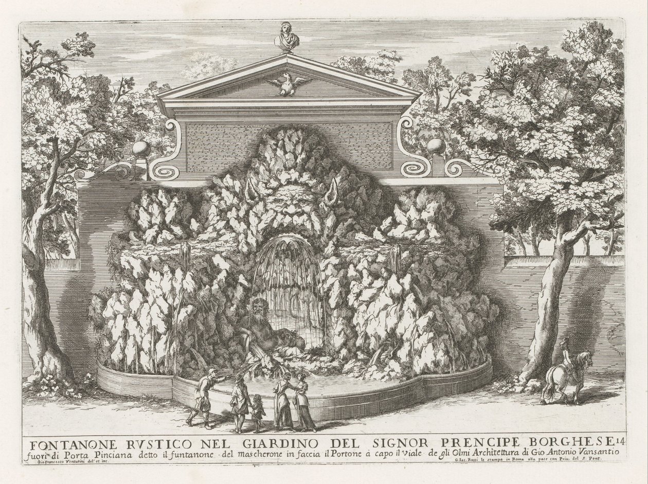 Fontana rustica nel giardino del signor principe Borghese (Le fontane ne palazzi e ne giardini di Roma) da Giovanni Francesco Venturini