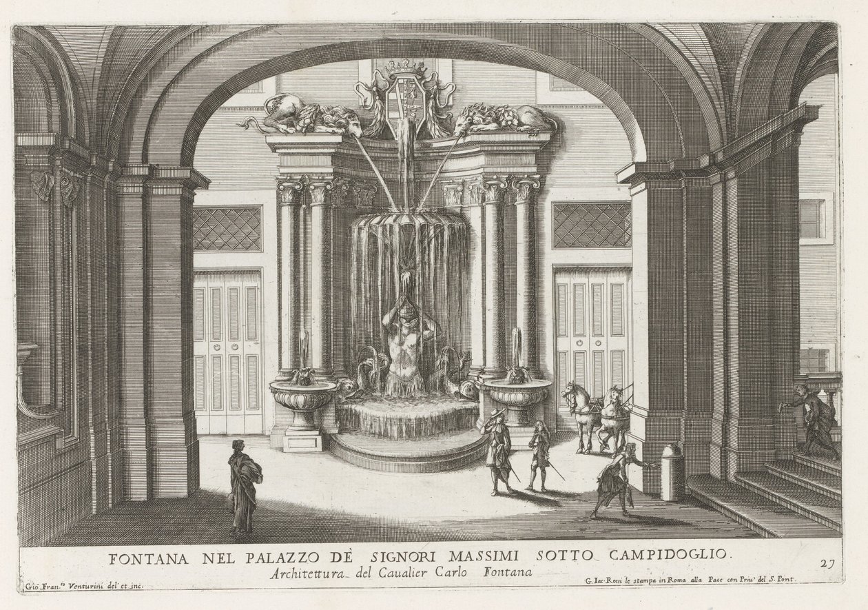 Fontana nel cortile del Palazzo Massimo di Rignano a Roma da Giovanni Francesco Venturini