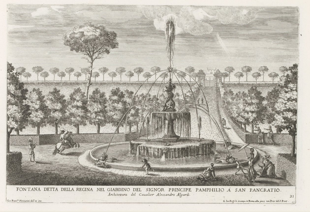 Fontana nei giardini di Villa Doria Pamphilj a Roma da Giovanni Francesco Venturini