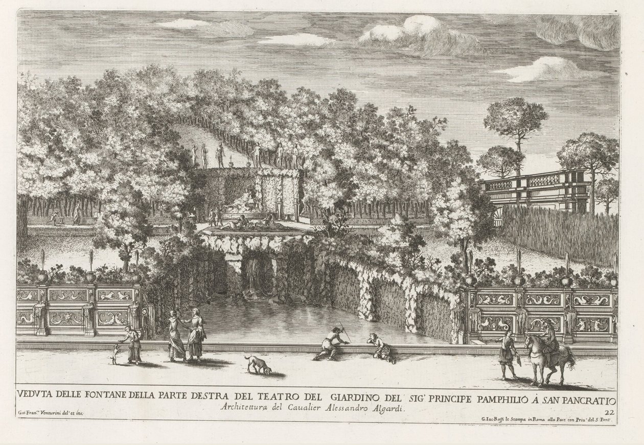Fontana nei giardini di Villa Doria Pamphilj a Roma da Giovanni Francesco Venturini