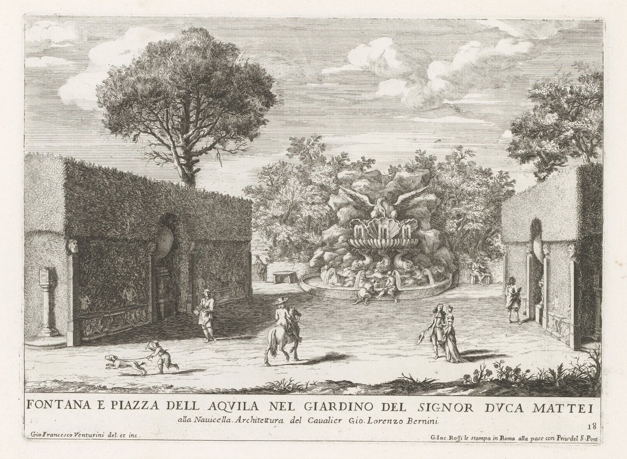Fontana con aquila nei giardini di Villa Celimontana a Roma da Giovanni Francesco Venturini