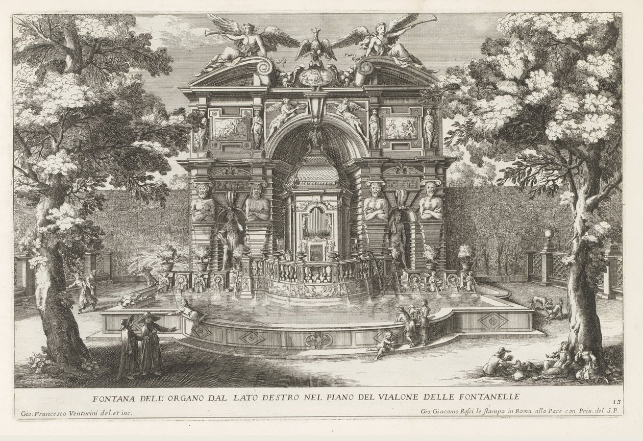 Fontana con organo idraulico nei giardini di Villa d