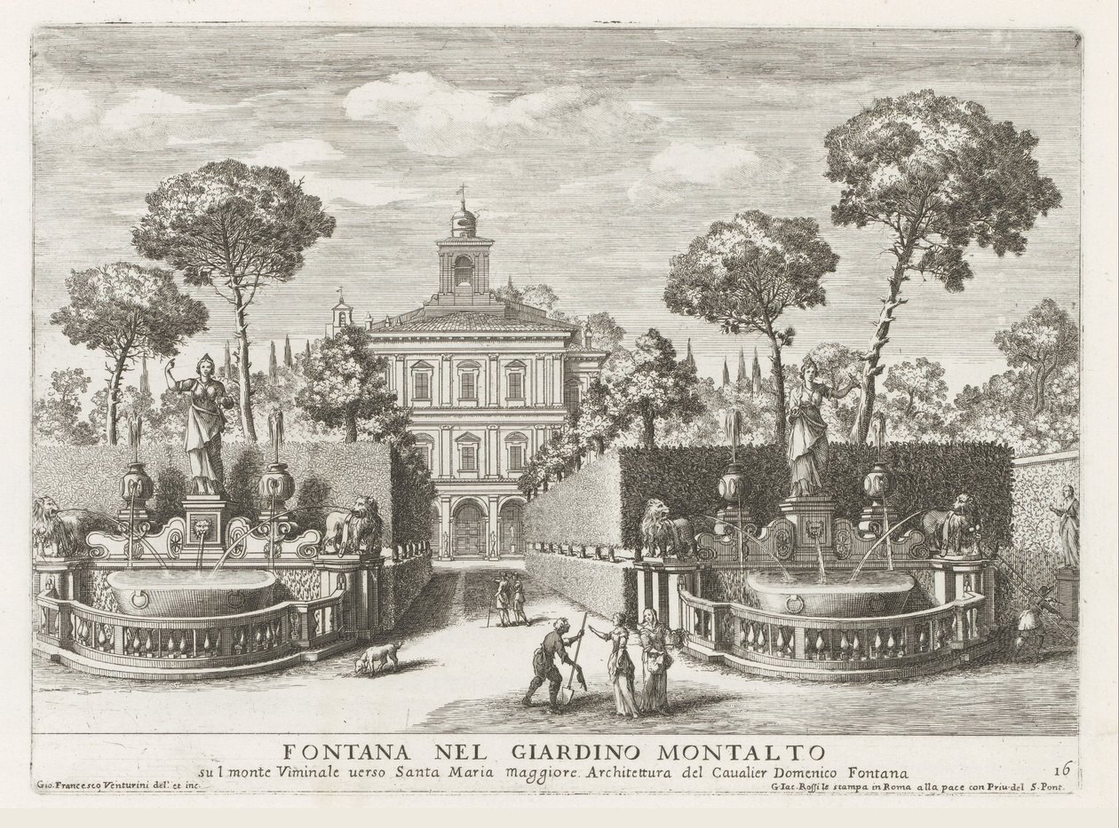 Fontane nei giardini della Villa Montalto Negroni a Roma da Giovanni Francesco Venturini