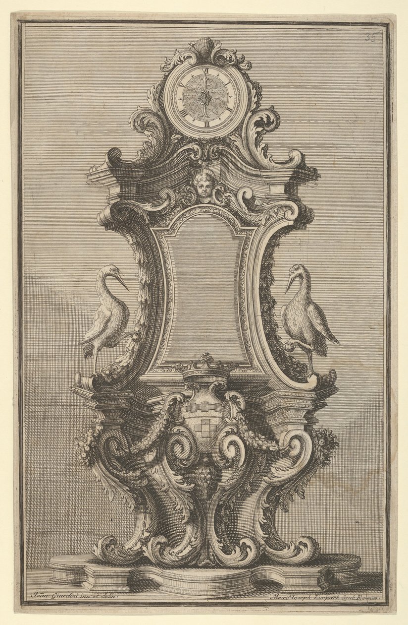 Progetto per un orologio, da Disegni Diversi da Giovanni Giardini
