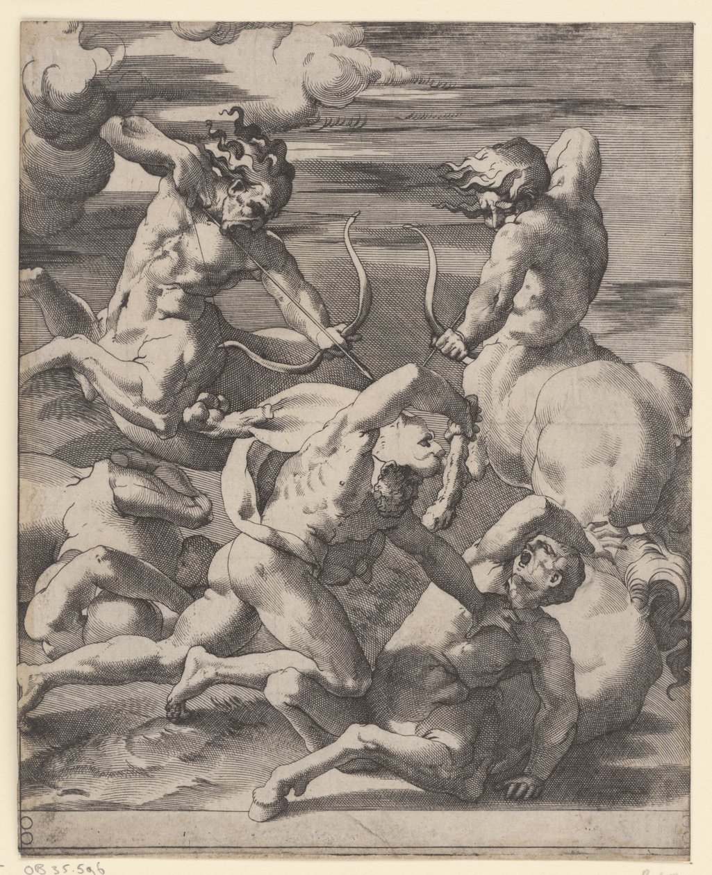 Ercole in combattimento con i centauri da Giovanni Jacopo Caraglio