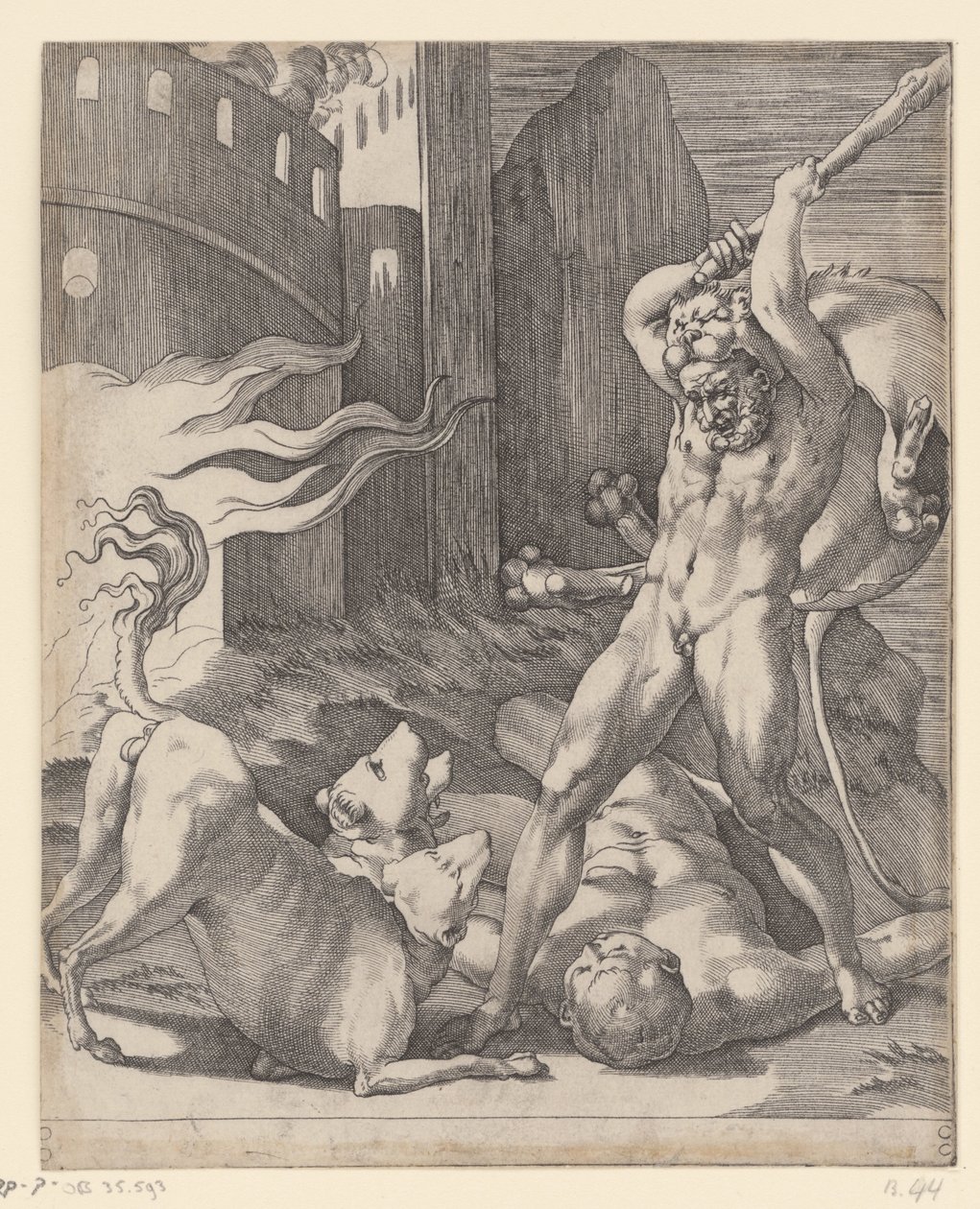 Ercole combatte con Cerbero da Giovanni Jacopo Caraglio